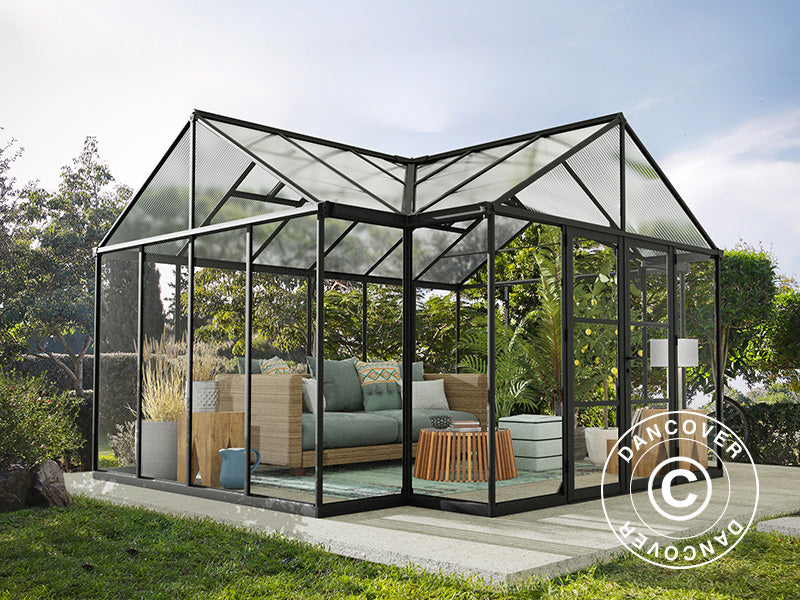 Orangery polycarbonate Triomphe w/base, 17.1 m², Palram/Canopia, 4.5x3.8x2.69 m, Black
