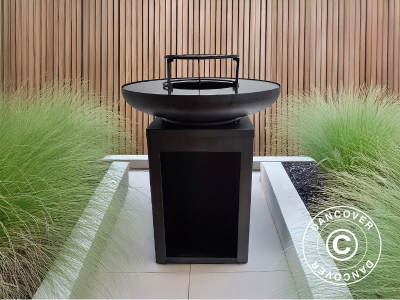 Fire Bowl with Wood Storage, Ø60x73 cm, Black