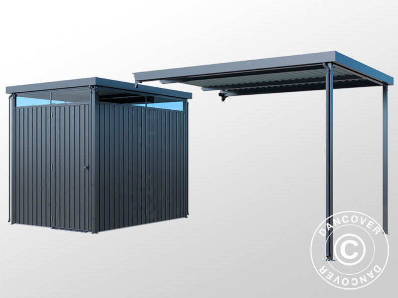 Extension f/garden shed with skylight, 2.86x2.45x2.26 m, 7 m², Anthracite