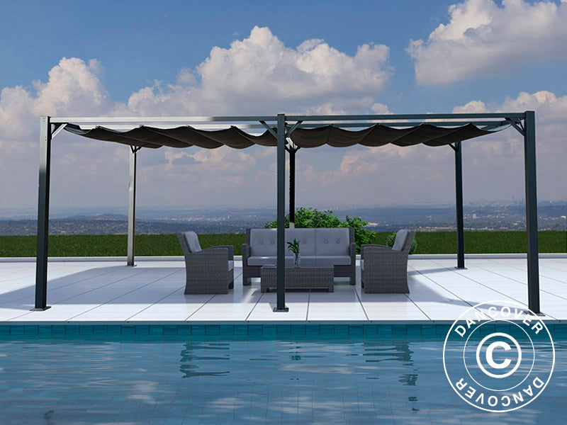 Pergola gazebo Santa Cruz, 3x6 m, Dark grey