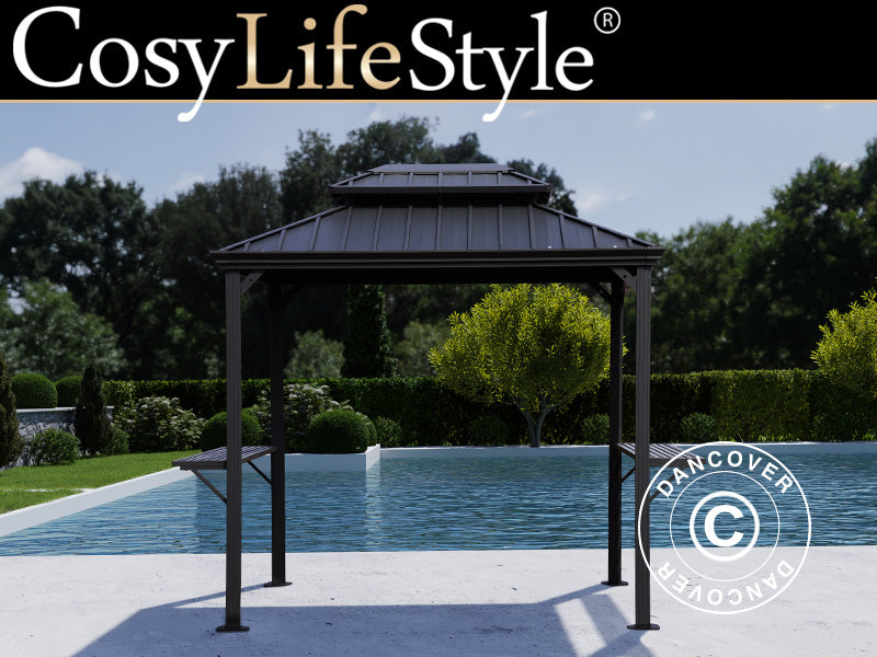 BBQ Gazebo San Antonio Alu+, 2.4x1.8 m, Black