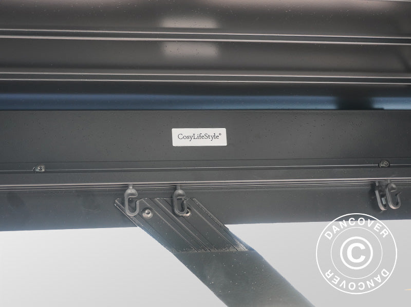 Gazebo Santa Ana Alu+ w/curtains and mosquito net, 3x4 m, Black