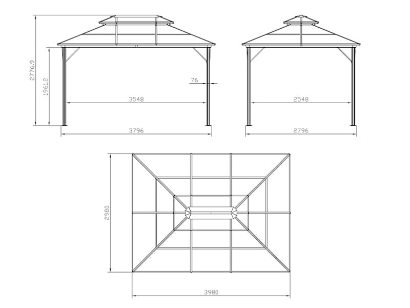 Gazebo Santa Ana Alu+ w/curtains and mosquito net, 3x4 m, Brown
