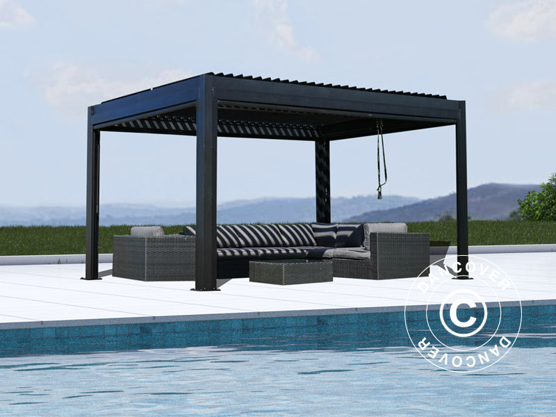Bioclimatic pergola gazebo San Pablo Alu+, 3x4 m, Black