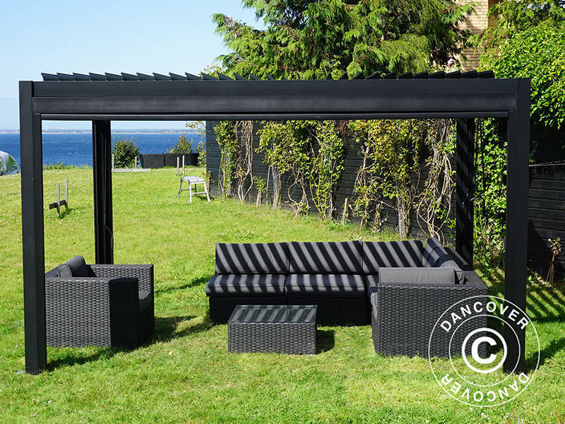 Bioclimatic pergola gazebo San Pablo Alu+, 3x4 m, Black