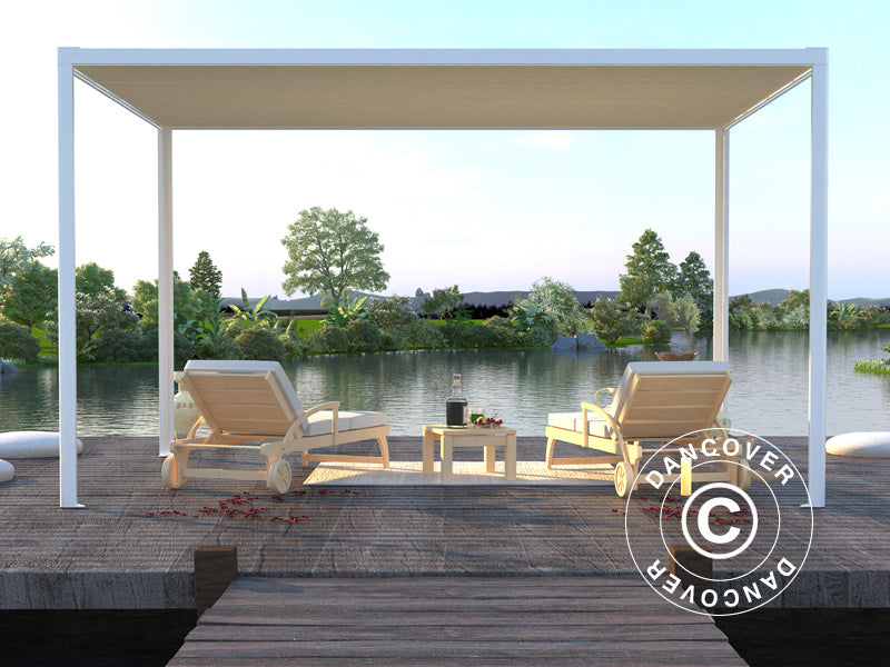 Pergola Gazebo San Fernando, 4x3 m, White/Beige