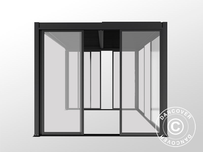 Bioclimatic pergola gazebo San Pablo Alu+ w/sliding doors, 3x4 m, Black