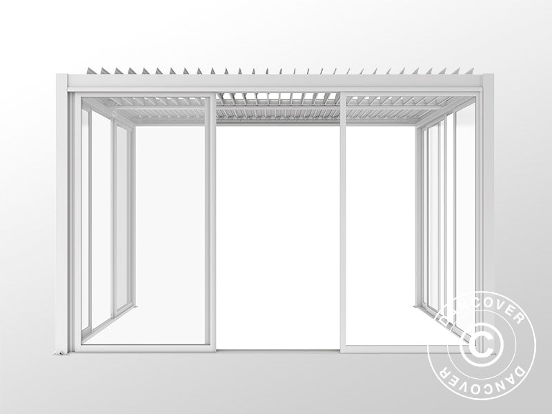 Bioclimatic pergola gazebo San Pablo Alu+ w/sliding doors, 3x4 m, White