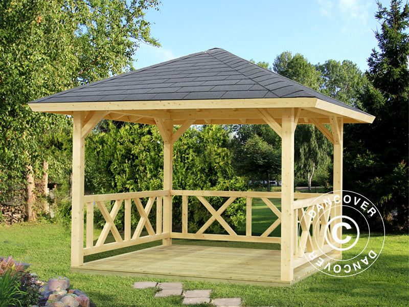 Wooden Gazebo, 3x3x3.23 m, 9 m², Natural
