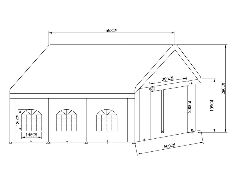 Marquee Basic 5x6 m PE 500, White