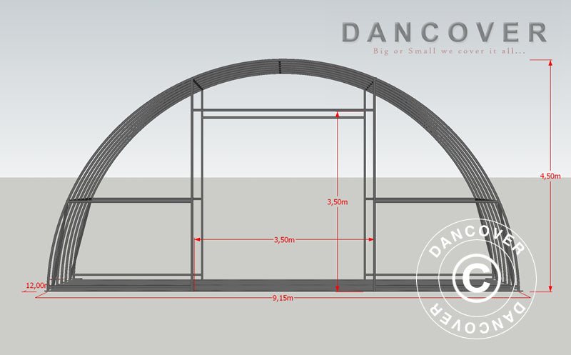 Arched Storage tent 9.15x12x4.5 m, PVC, White