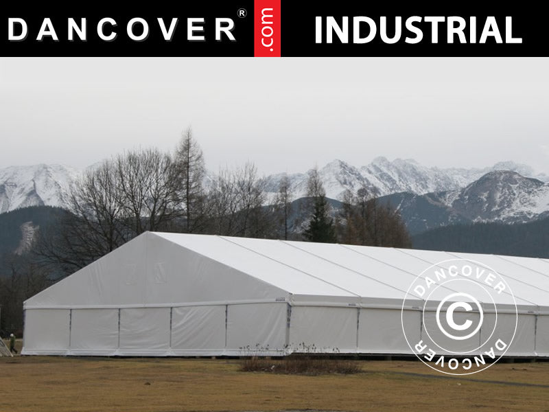 Industrial Storage Shelter Alu 12x25x5.92 m w/sliding gate, PVC, White