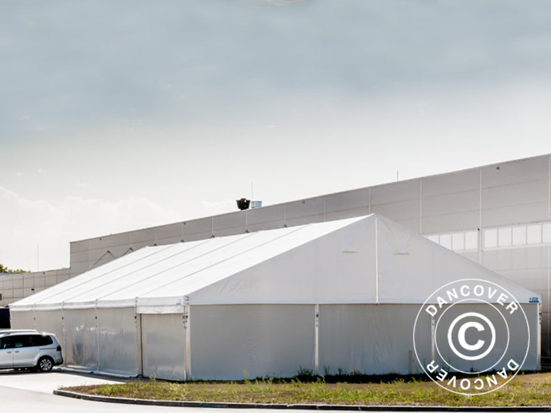 Industrial Storage Shelter Alu 15x15x6.03 m w/sliding gate, PVC, White