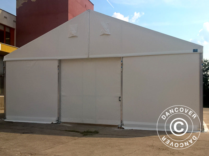 Industrial Storage Shelter Alu 15x15x6.03 m w/sliding gate, PVC, White