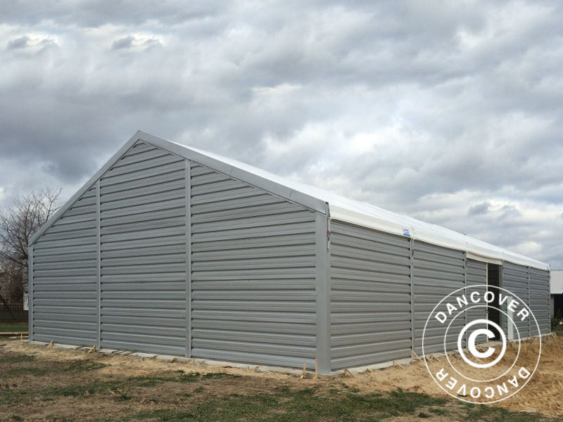 Industrial Storage Shelter Alu 20x50x9.04 m w/sliding gate, PVC/Metal, White