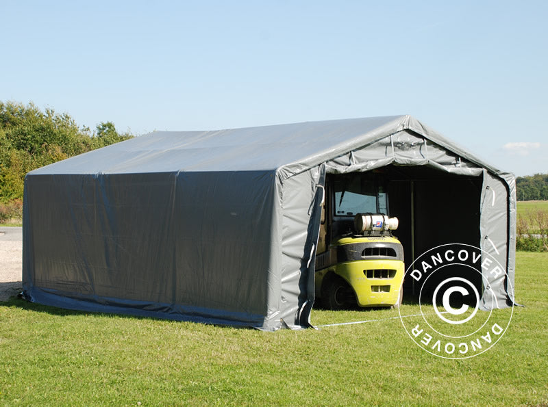 Storage shelter PRO 5x6x2x3.39 m, PVC, Grey