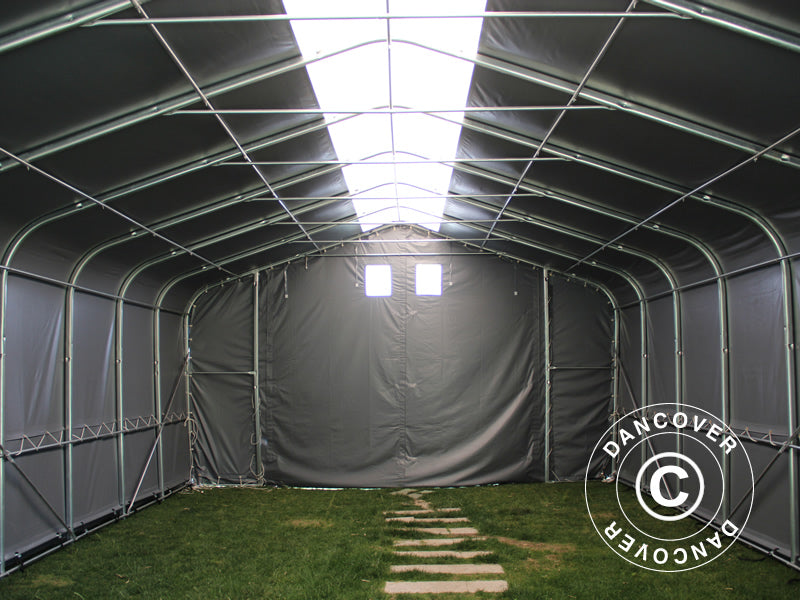 Storage shelter PRO 7x7x3.8 m PVC w/skylight, Grey