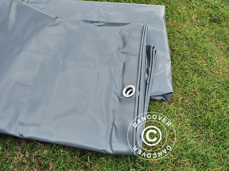 Tarpaulin 6x10 m, PVC 600 g/m², Grey, Flame retardant