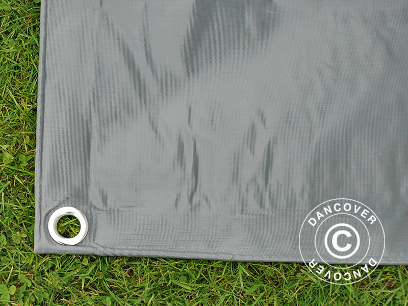 Tarpaulin 6x10 m, PVC 600 g/m², Grey, Flame retardant