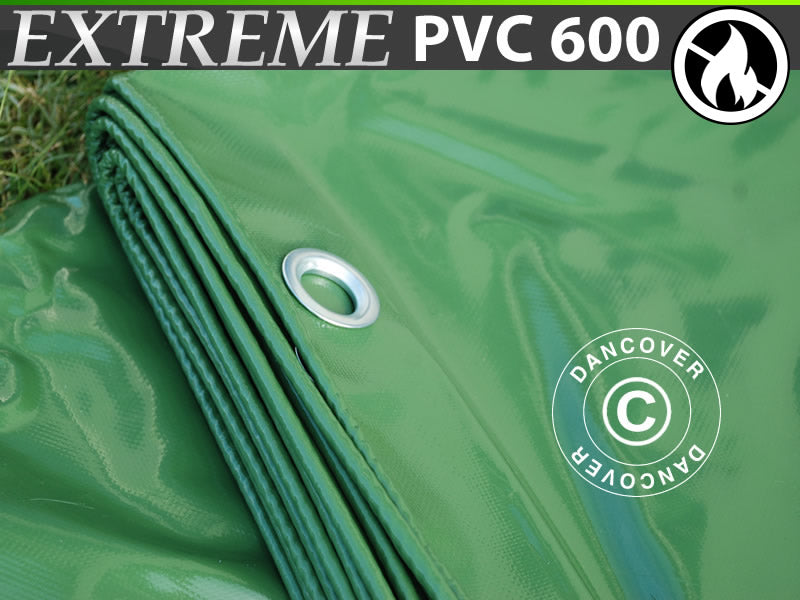 Tarpaulin 6x10 m, PVC 600 g/m², Green, Flame retardant
