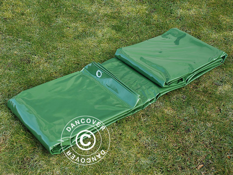 Tarpaulin 10x12 m, PVC 500 g/m², Green, Flame retardant