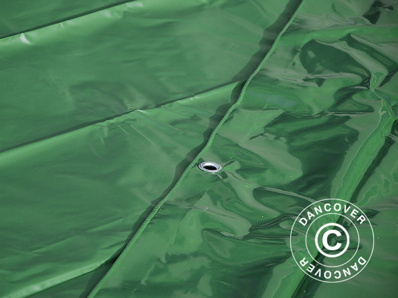 Tarpaulin 10x12 m, PVC 500 g/m², Green, Flame retardant