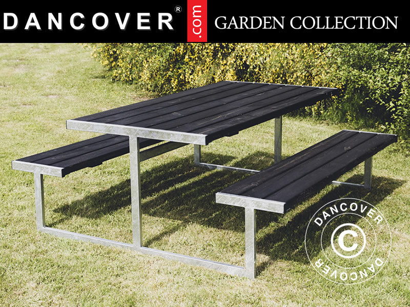 Picnic table, 1.85x1.8x0.72 m, Black