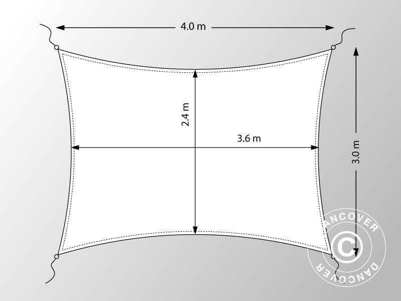 Sun sail 3x4 m, Rectangular, Sand