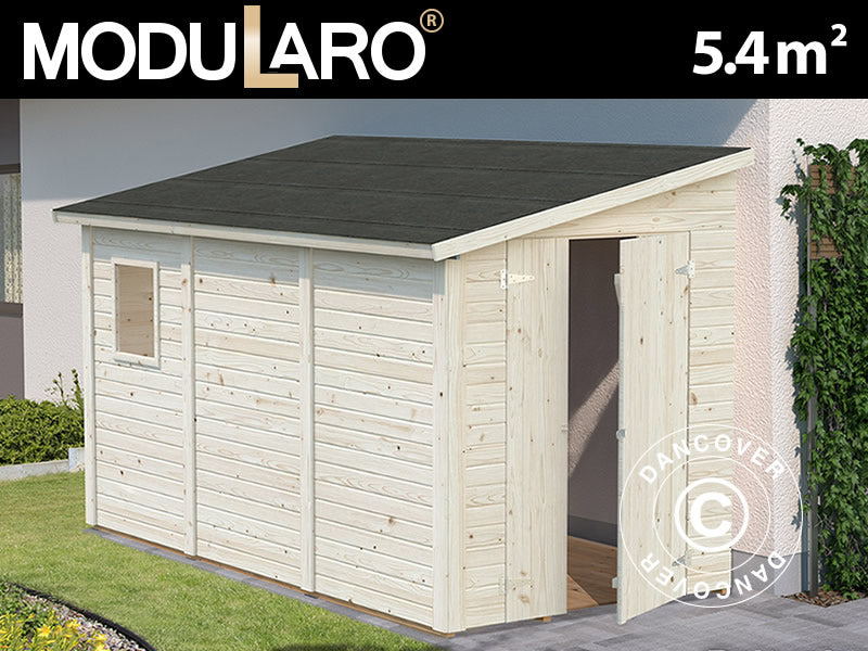Wooden lean-to shed w/window 1.65x3.32x2.1 m, 5.4 m², Natural