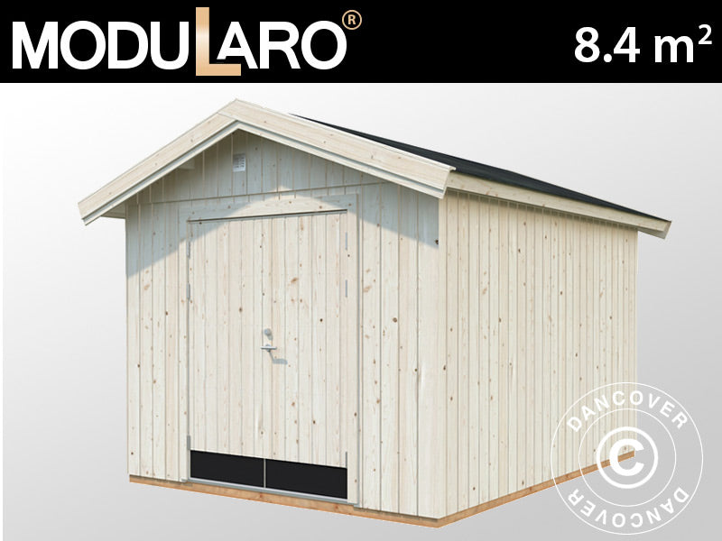 Wooden shed w/floor, 2.75x3.44x2.67 m, 8.4 m², Natural