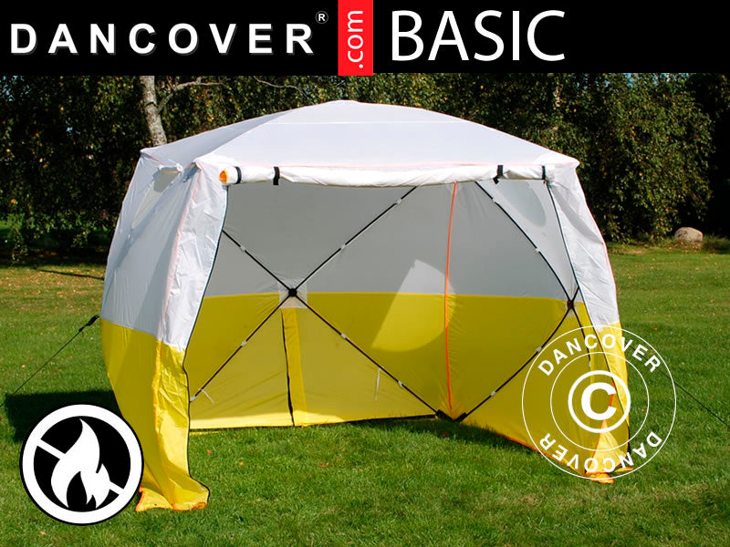 Work tent, FleXshelter Basic, 2.1x2.1x2 m, Flame-retardant, Yellow/White